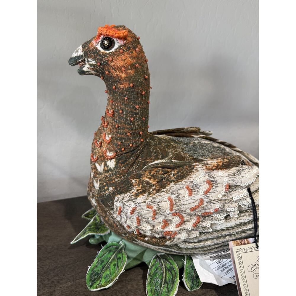 John Derian Target‎ Limited Edition Fall Shaped Beaded Grouse Bird Pillow 11X15" - Picture 4 of 11